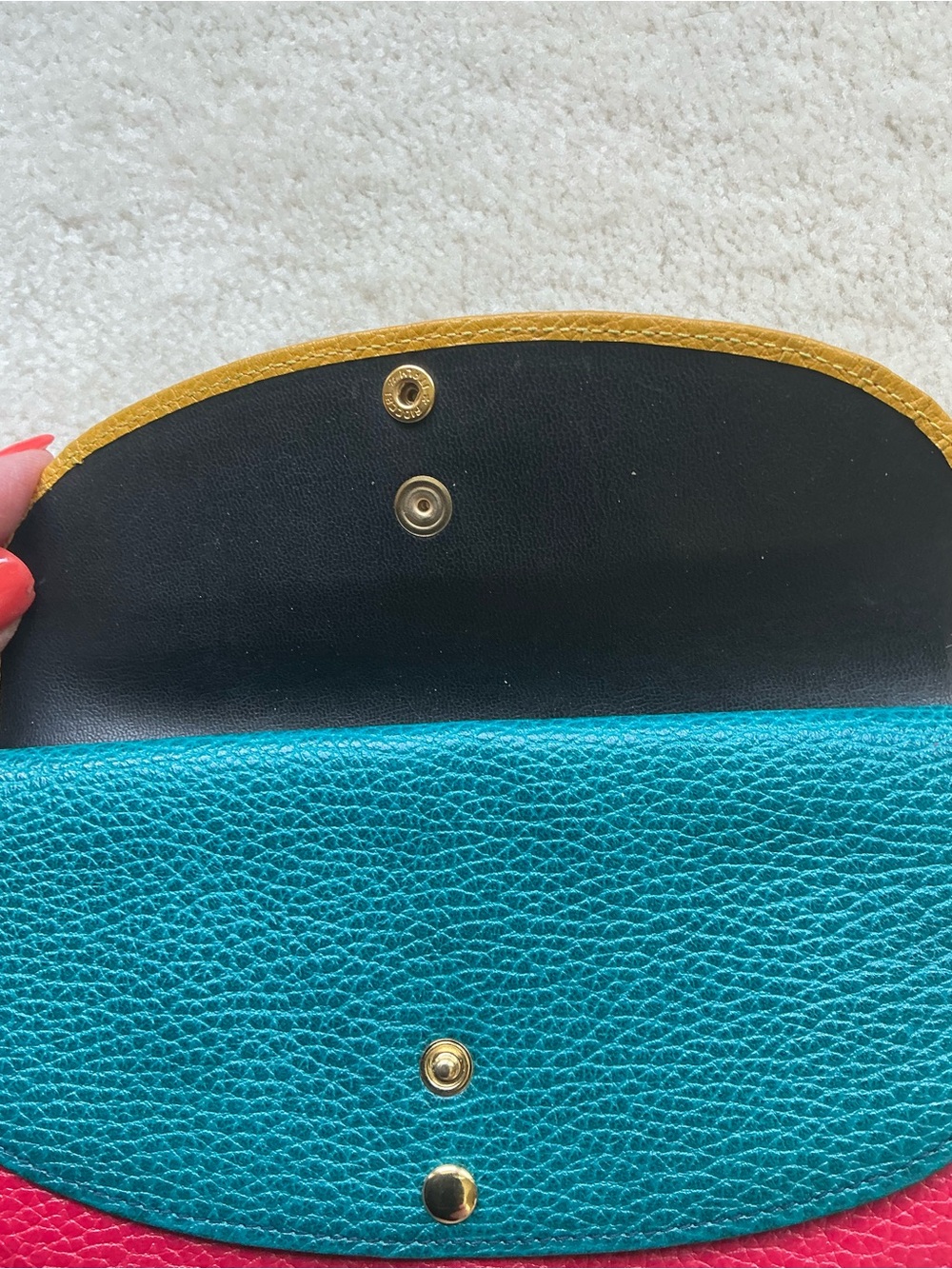 VINTAGE DESIGNER GIEFFE MULTI POCKET PEBBLED TRAVEL ENVELOPE WALLET - Picture 9 of 16
